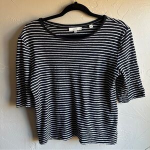 Vince Linen Stripe Tee French Girl Coastal Minimalist Capsule Top Sz M